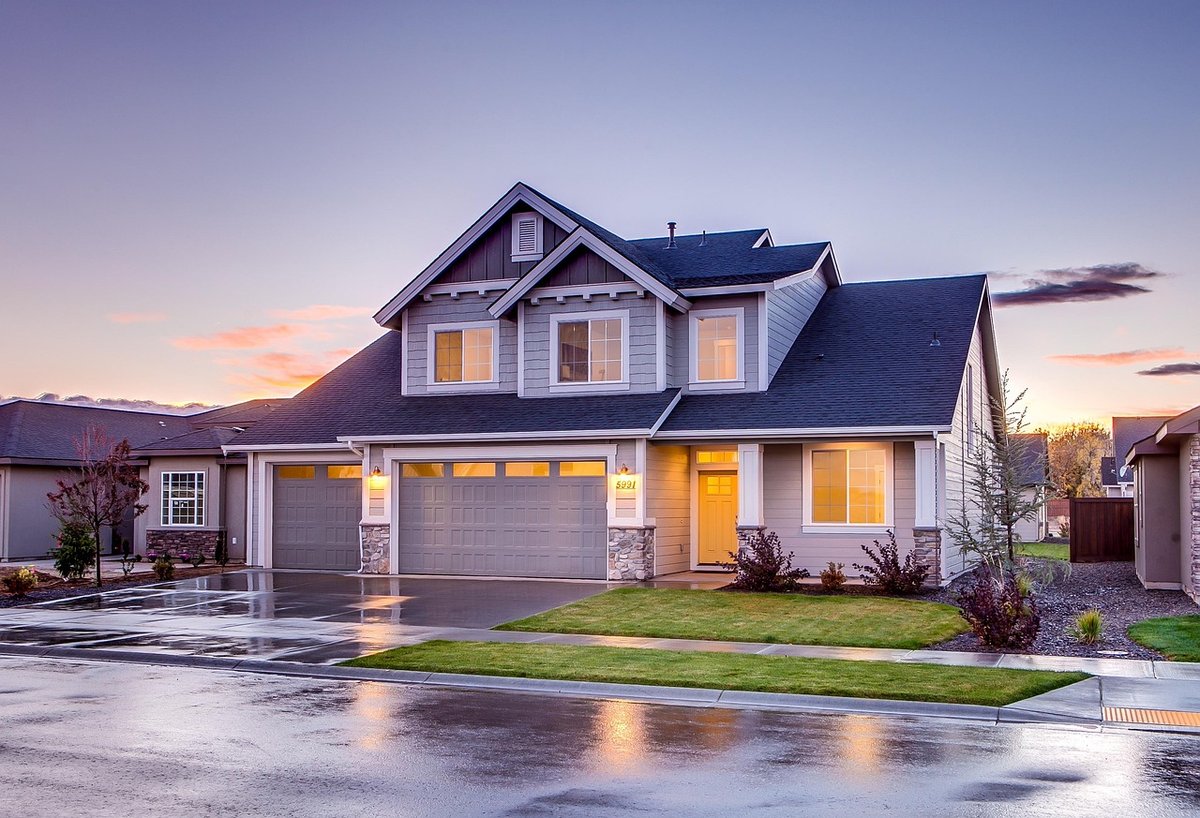 Row of suburban residential houses along a quiet street